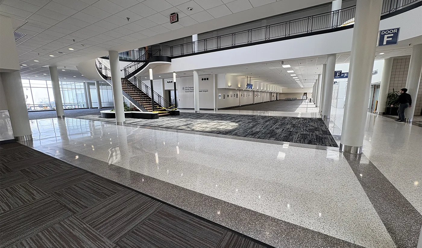 An image showcasing the SBN Airport's Floor Replacement